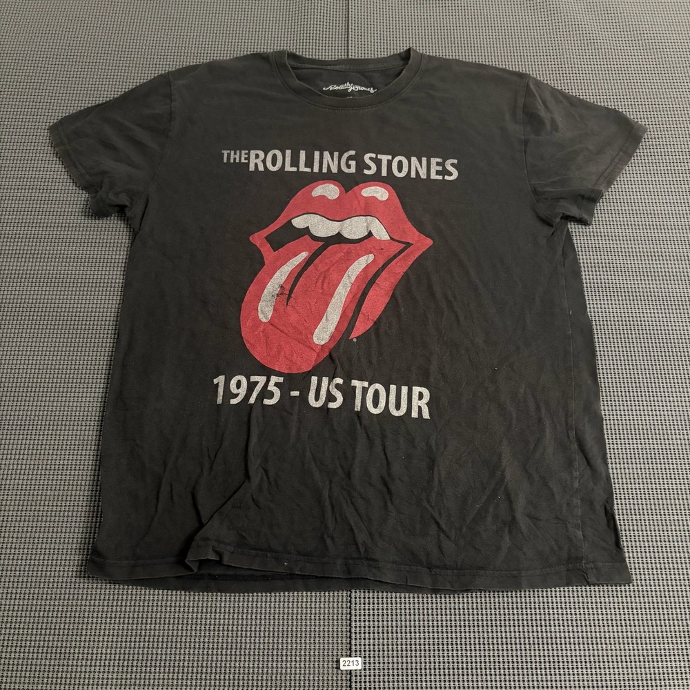 The Rolling Stones 1975 US Tour Graphic T-Shirt Black XL Cotton Band Tee